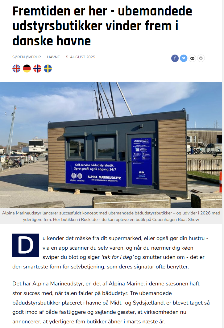Bådmagasinet - "Fremtiden er her - ubemandede udstyrsbutikker vinder frem i danske havne"