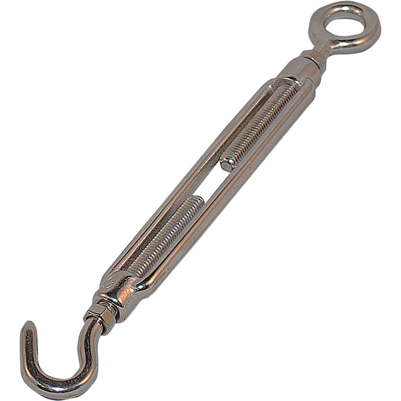Bardunstrammer rustfri øje/krog 6 mm m/kontramøtrik L 90 mm