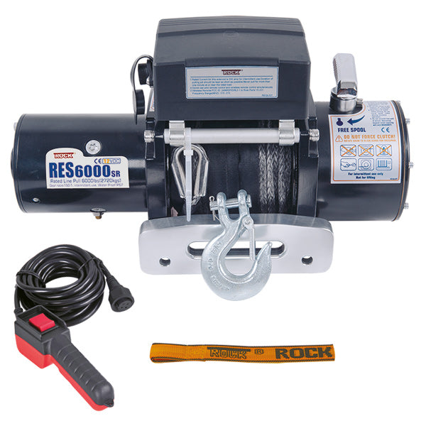 Rock RES6000 electric trailer winch 12 V 4.6 HP (3.4 Kw) 2720 kg w/rope