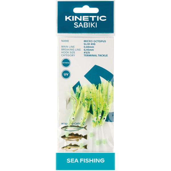 Kinetic Sabiki kleiner Tintenfisch Makrele/Kabeljau, Grün/Glitzer