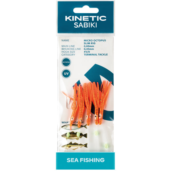 Kinetic Sabiki kleiner Tintenfisch Makrele/Kabeljau, Orange/Glitzer
