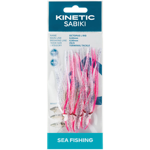 Kinetic Sabiki Tintenfisch Kabeljau/Kabeljau, Pink/Glitzer
