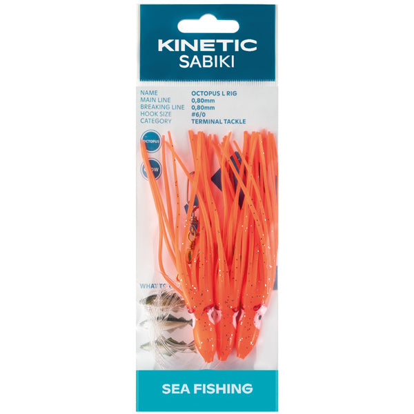 Kinetic Sabiki Tintenfisch Kabeljau/Kabeljau, Orange/Glitzer