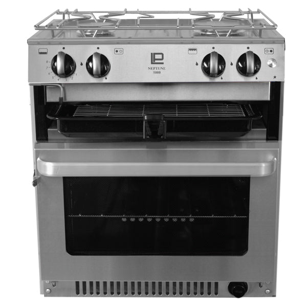 Neptune 5000 Gasherd mit Backofen, 2 Brennern, Grill und Topflappen