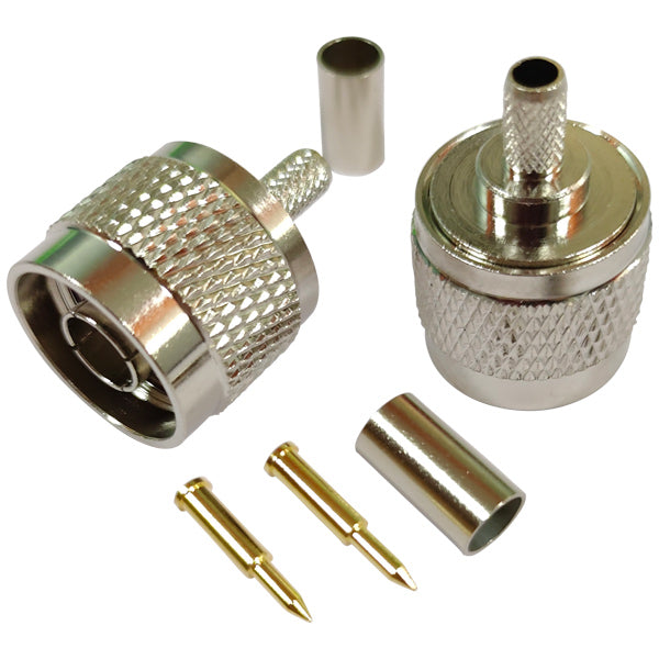 1852 N male connector for 6mm cable (RG58), crimping, 2-pack