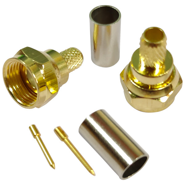 1852 F male connector for 6mm cable (RG58), gold plated, crimp 2-pack