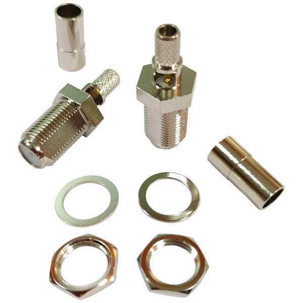 1852 F connector female/female connector for RG58 cable, 2-pack