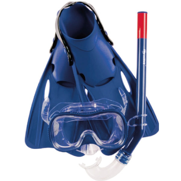 Tauchset für Kinder, Maske, Schnorchel & Flossen, blau, Größe 27-30