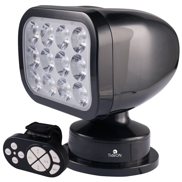 TideOn LED søgelygte sort m/trådløs fjernbetjening