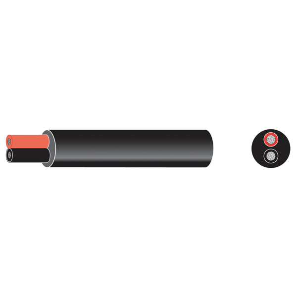 Marinekabel verzinnt rund rot/schwarz 2x1,5mm2 - 1 Meter