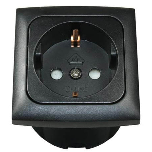 Einbausteckdose 220V komplett schwarz