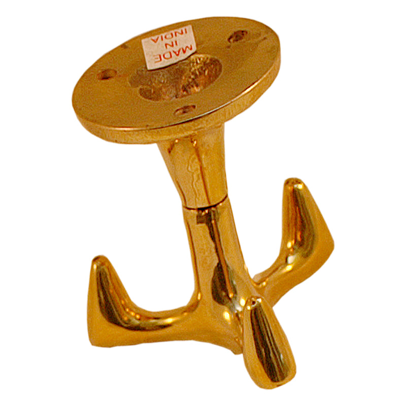 Frakkekrog for loft med 3 drejelige kroge poleret messing
