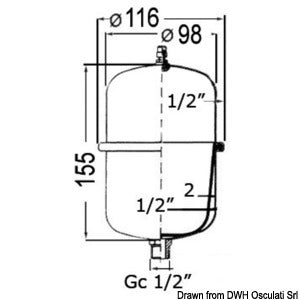 Accumulator tank Osculati 1 L