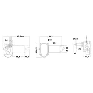 Motor for viskerarme og blade 12 V 20 W Osculati