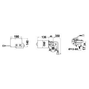 Motor for viskerarme og blade 24 V 100 W Osculati