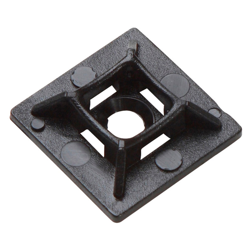 Kabelbindersokkel sort m/lim og skruehul 27x27 mm 10 stk.