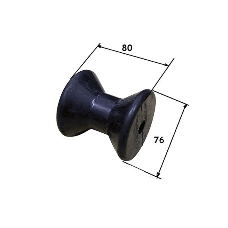 Stævnrulle til trailer Ø76 mm L80 mm hul Ø14 mm