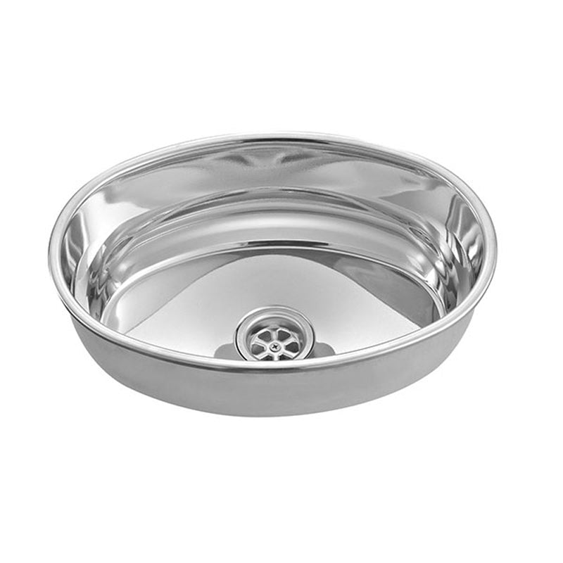 Vask oval rustfri stål 265 x 390 mm H 125 mm 0,8 mm