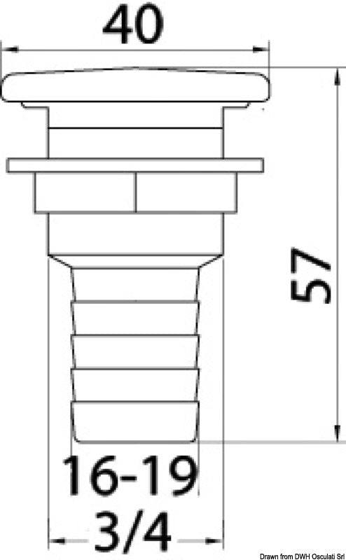 Brændstofudluftning plan krom messing lige Ø19 mm