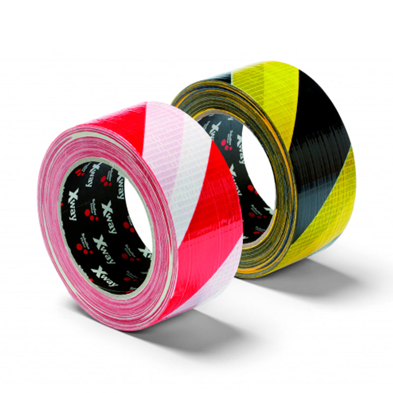 Warning tape X-Way Red/White 50 mm x 33 mtr. Self-adhesive