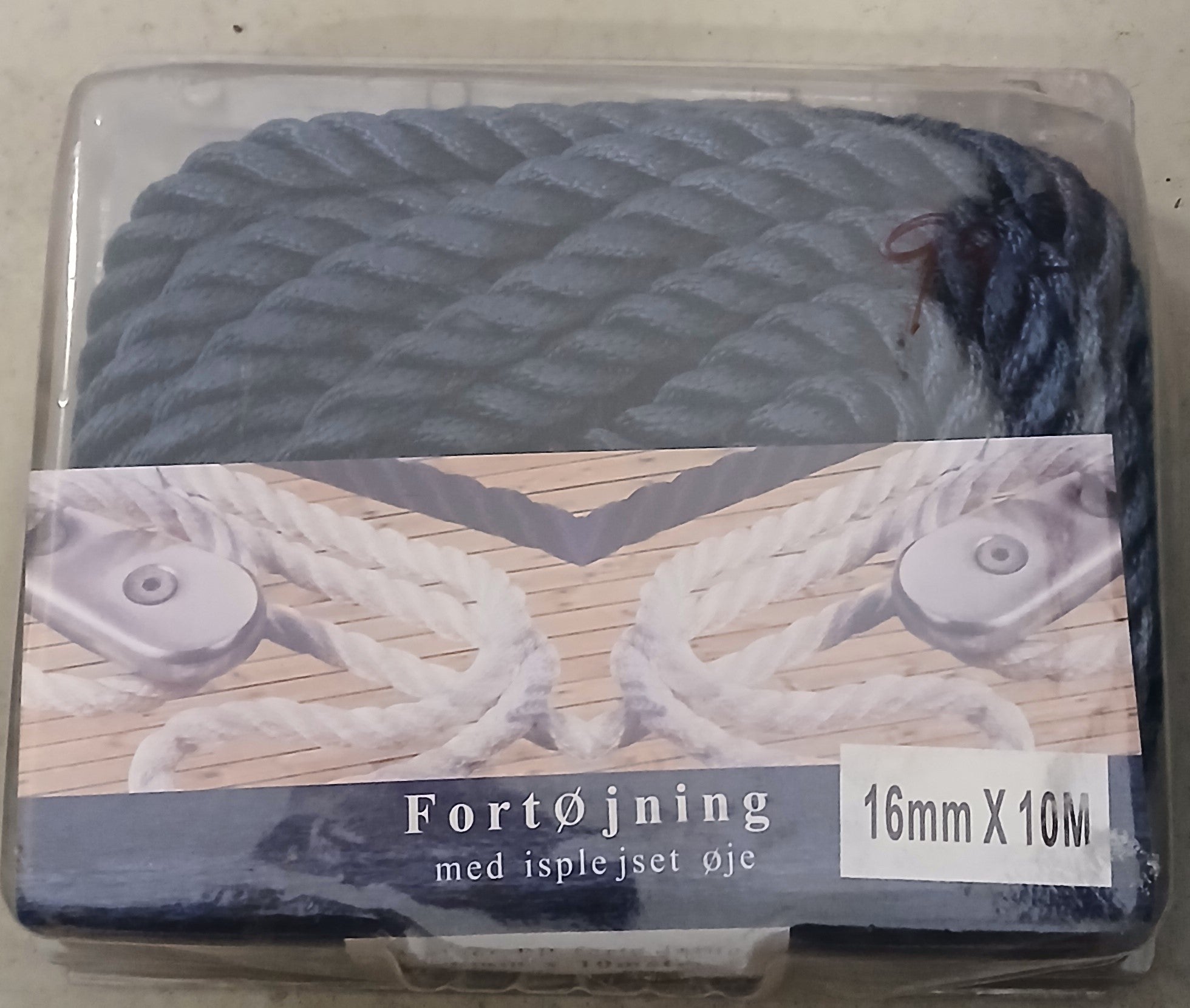 Fortøjning med isplejset øje 16 mm x 10 meter