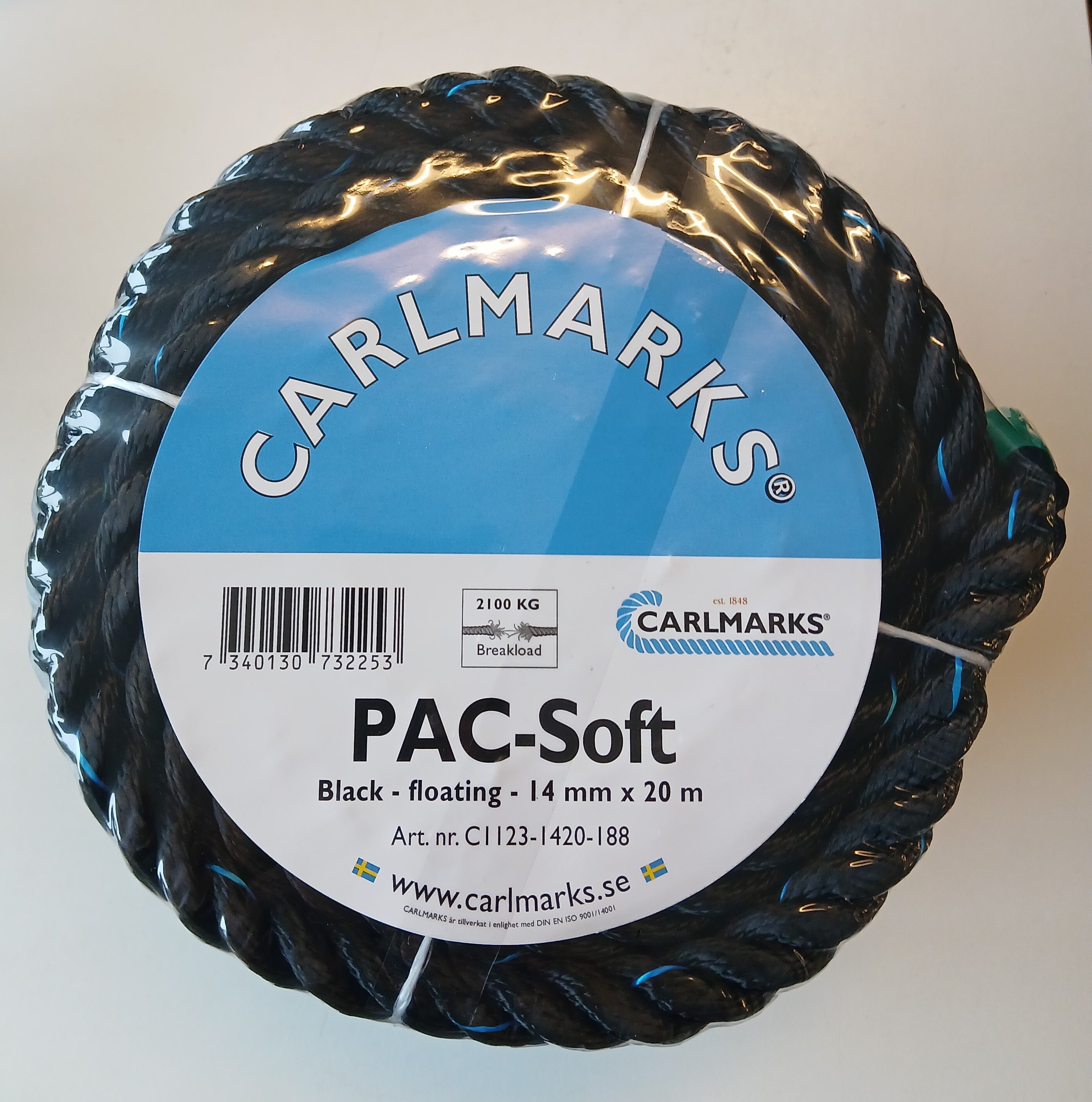 Liros "Carlmarks" 3-slået tovværk 14 mm x 20 m (sort)