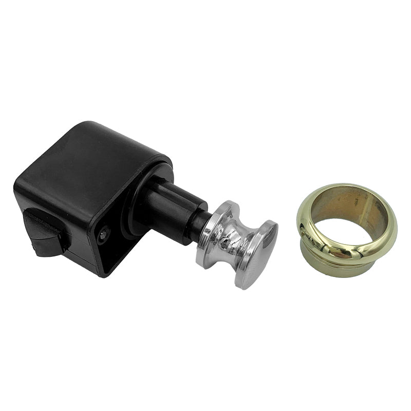 Seaworld trykknaplås forkromet messing med messingring