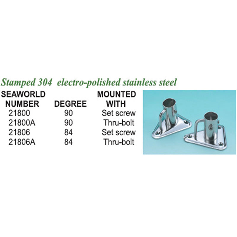 Scepterfod rustfri AISI 304 hul Ø25,4 mm 90°