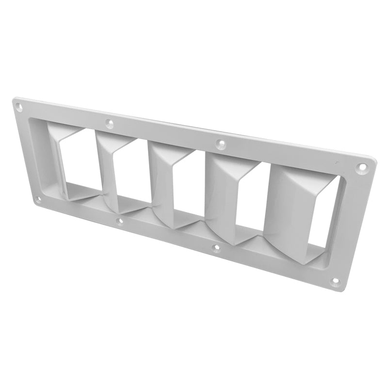 Gælleventil hvid plast m/5 huller 336/305 x 121/83 mm