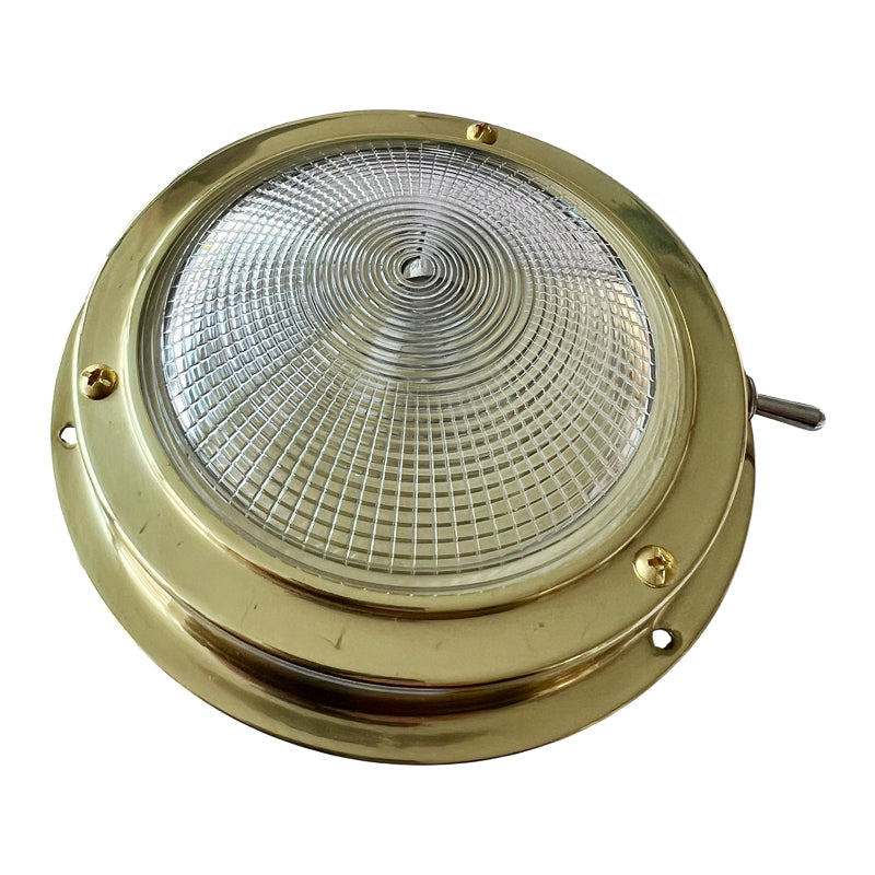 Loftlampe messing 12V 15W BA15D Ø140 mm med on/off