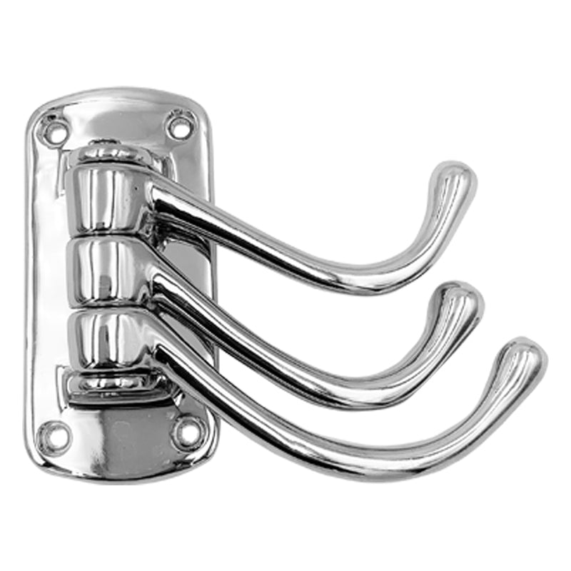 Knagerække svingbar forkromet messing med 3 kroge