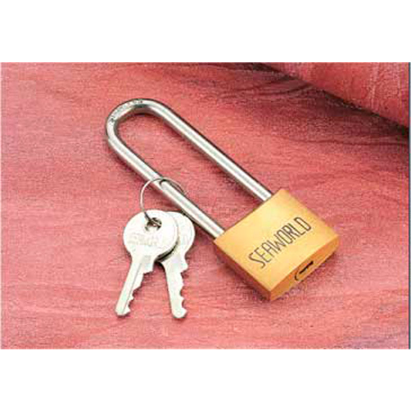 Hængelås messing med lang rustfri bøjle 64 x 50 mm