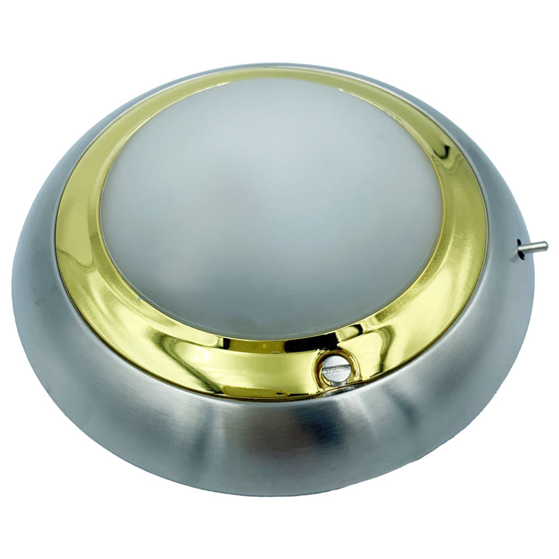 Loftlampe rustfri med messingkrans Ø154 12V 20W halogen