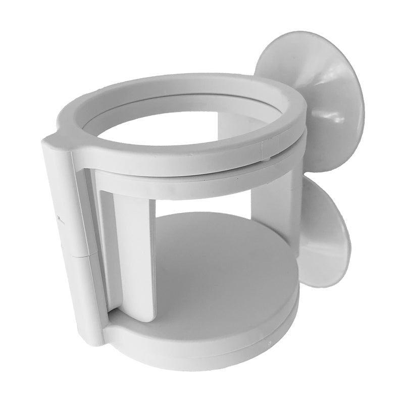 Foldable cup holder with suction cup, white