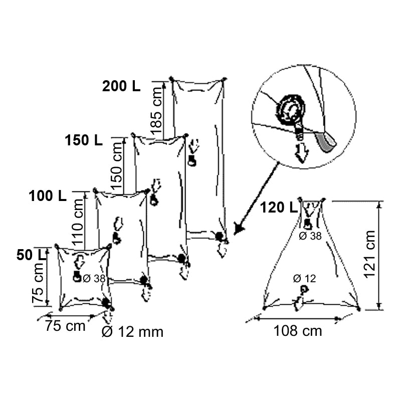 Plastimo Fleksibel Vandtank rektangulær  185 x 75 cm