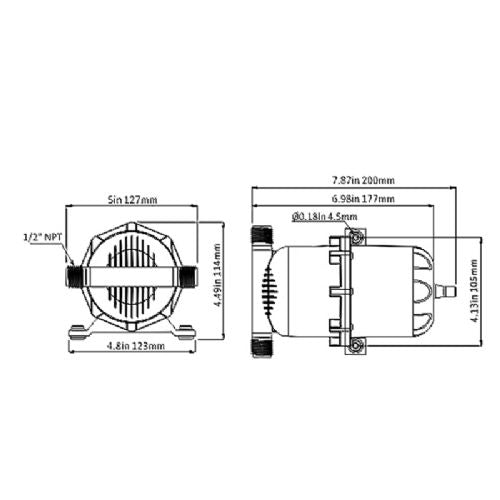 Seaflo accumulator tank 0.75 ltr 200 x 127 x 114 mm