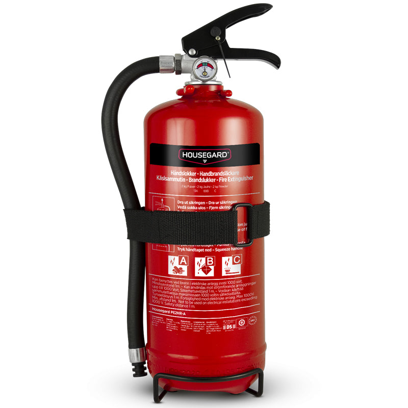 Housegard pulverslukker 2 kg 13A 89B C med vægbeslag