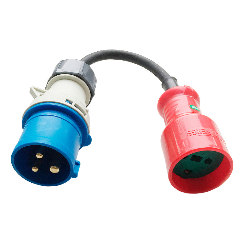 Adapterkabel 230V Landstrøm CEE Stecker / DK Buchse rot