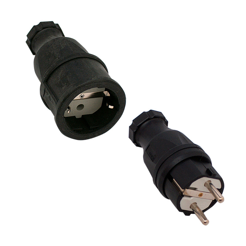 Schuko stikprop hun m/jordklemme sort gummi
