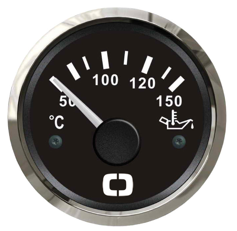 Olietemperaturmåler 50-150 °C sort med blank krans