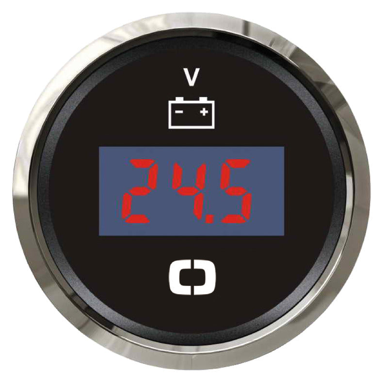 Digitalt voltmeter 8/32 V sort blank til båd og autocamper