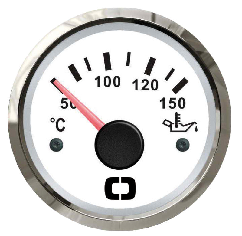 Olietemperaturmåler 50-150° hvid med blank krans