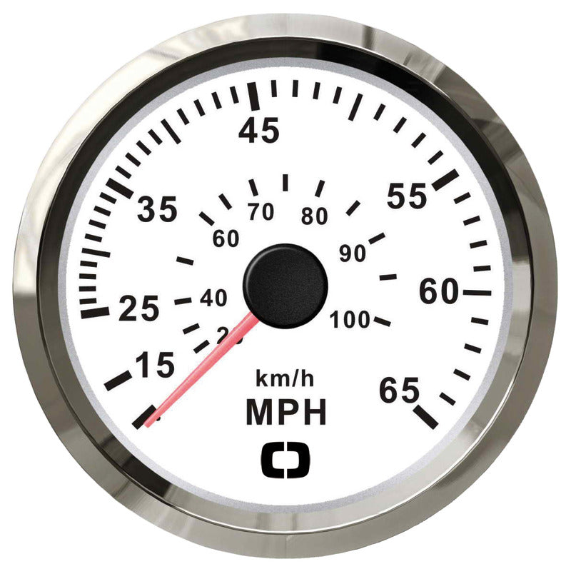 Pitot speedometer 0-65 MPH med hvid urskive
