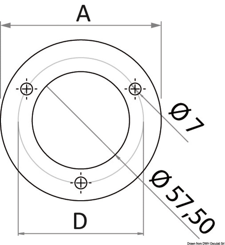 Monteringskontraflange til indbygningsbøsning for Ø38 mm kulfiberstang, Ø95 mm