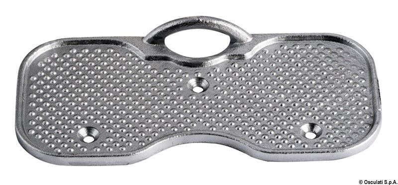 Akterspejlsbeskyttelsesplade i aluminium med motorsikringsring, 200 × 94 mm, op til 10 HP