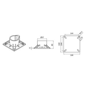 Swivel pedestal nylon fast poleret 45 cm