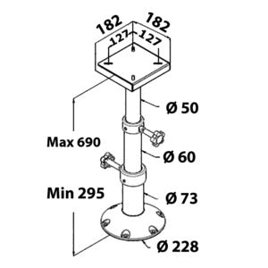 Tri-teleskopisk aluminiumsbordben Osculati