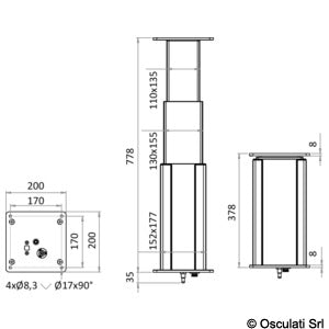 Osculati treleddet elektrisk bordelev 24 V sort