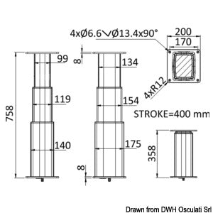 Noval firkantet aluminiumsbordstativ 3-højder 12V