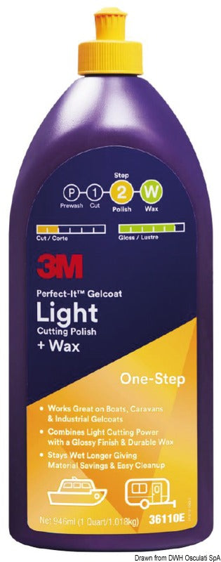 3M Light Cutting Compound + Wax marinepolish til let oxidation, 946 ml
